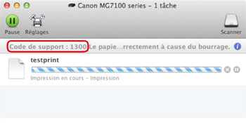 figure : Message d'erreur sous Mac OS X v.10.8.x